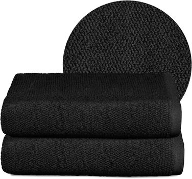 Рушники BEAUTEX преміум, набір 2 шт., 50x100 см, чорні, 100% бавовна, 550 г/м², Oeko-TEX, європейське виробництво