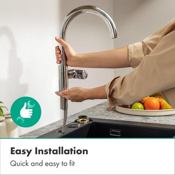 Змішувач кухонний Hansgrohe Vernis Blend M35 з виливом 210 мм, хром - одинарний струмінь