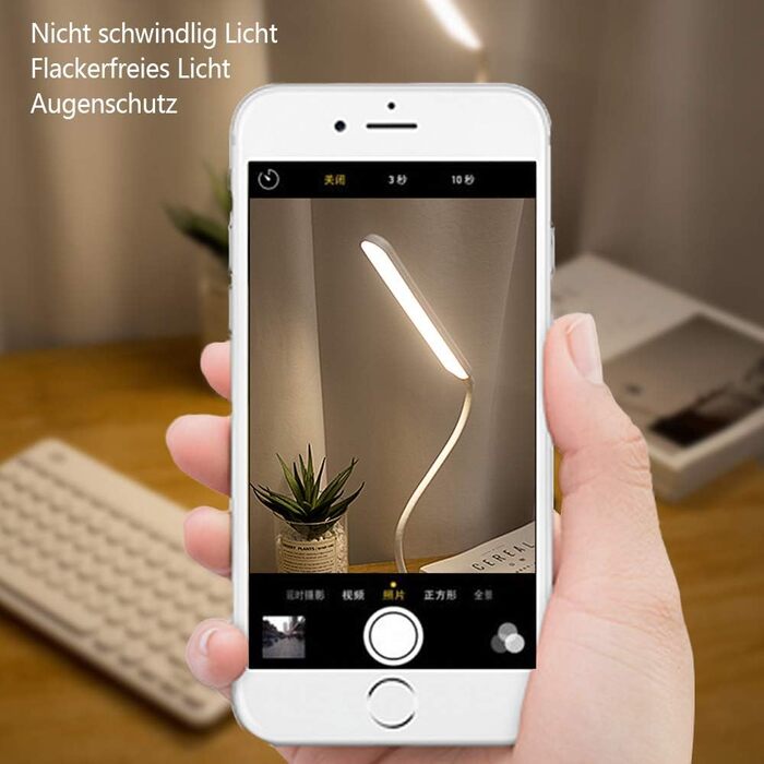 Бездротова LED лампа MAYTHANK для читання, настільна, акумулятор 2000 mAh, портативна, нічник для дітей, сенсорне керування, 3 кольори, димірується, висота 45 см