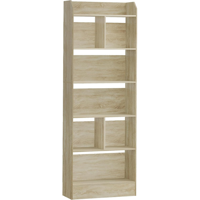 Стильний стелаж для книг Hzuaneri з 6 секціями, білий (Eichenbeige), 24 x 60 x 170 см | Для вітальні, офісу, спальні