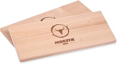 MOESTA-BBQ Дошка для копчення XXL з вільхи, набір 2 шт, багаторазова, без кори, для барбекю та гриля