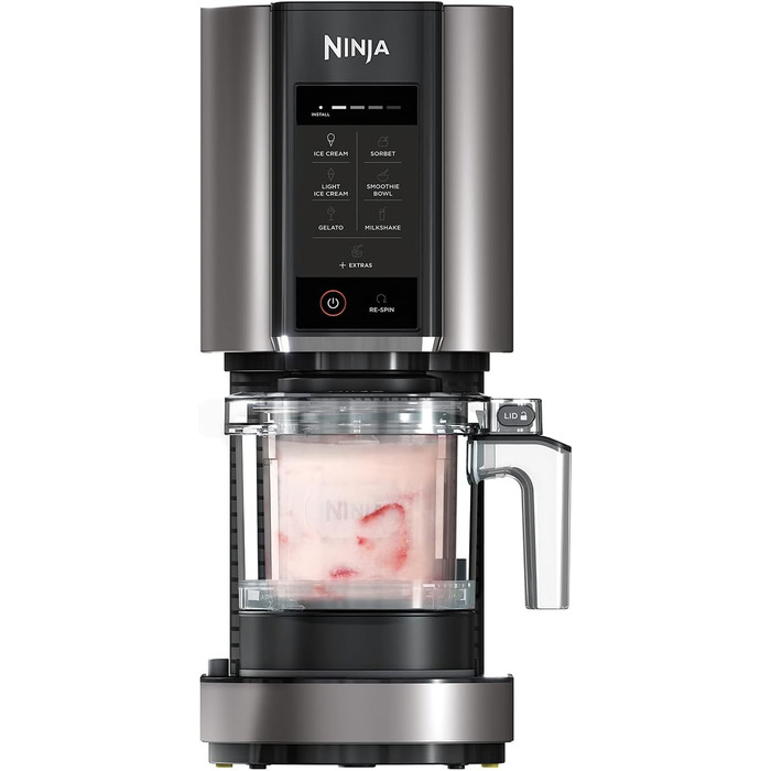 Морожениця та десертна машина Ninja CREAMi NC300EU, 1,4 л, 7 програм, 3 чаші, для морозива, джелато, сорбету, смузі та молочних коктейлів, чорна/срібляста