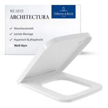 Сидіння для унітазу Villeroy & Boch Architectura D-подібне, біле глянцеве, з мікроліфтом (м'яке закриття), знімне, термопласт (Duroplast), оригінальне 98M9C101