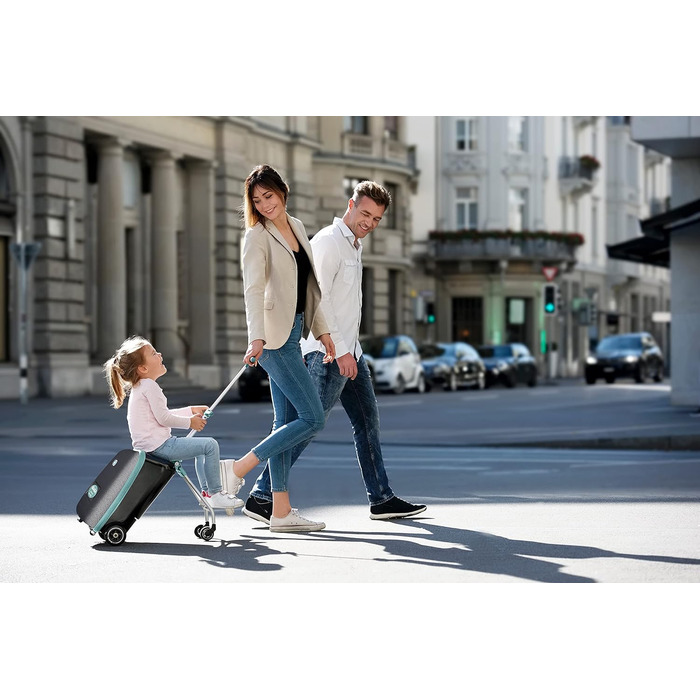 Дитяча валіза-самокат BÉABA & Micro Mobility Luggage Eazy, 2-в-1, з сидінням, для дітей від 4 років, розширювана, 22 л, багато відділень, синя