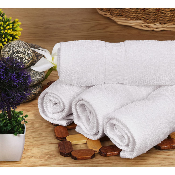 Набір рушників Utopia Towels 8 шт. з бавовни, білі — 2 банних, 2 для рук, 4 для обличчя з петлею