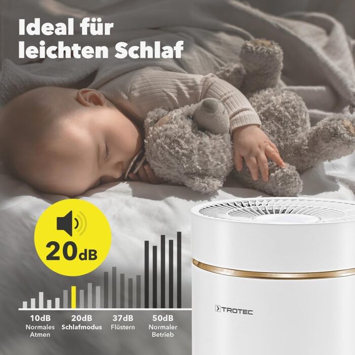 Повітряочисник TROTEC AirgoClean 170+ - HEPA фільтр для алергіків, до 42 м², видаляє 99,97% частинок, 5 режимів, Turbo, білий