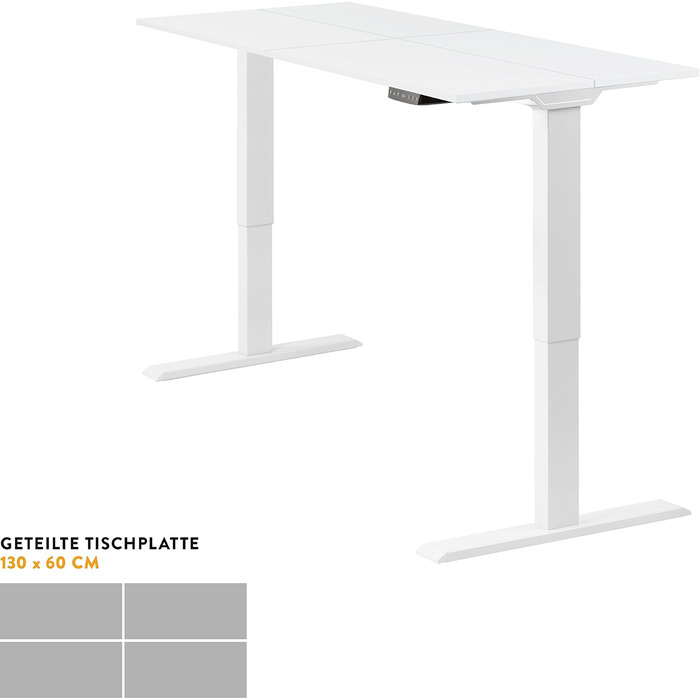 Електричний стіл boho office Homedesk Eco 130x60 см, білий, з регулюванням висоти, 2 мотори, USB, захист від зіткнень