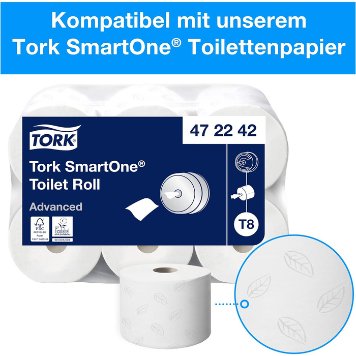 Диспенсер для туалетного паперу Tork SmartOne чорний T8, висока ємність, лінія Elevation, 680008, з можливістю дозаправки