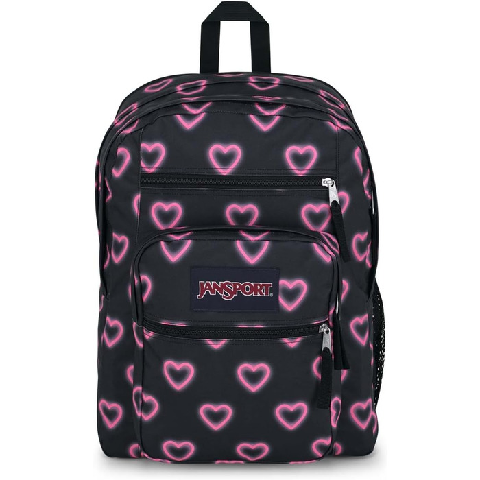 Рюкзак JanSport BIG STUDENT для школи та міста, чорний з принтом Happy Hearts, великий об'єм