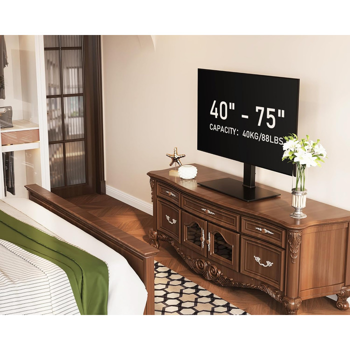 Підставка для телевізора FITUEYES 40-75'' (LCD/LED/OLED/Plasma), до 40 кг, регулювання висоти, VESA 600x400 мм, для плоских і вигнутих екранів