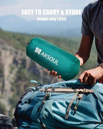Самонадувний кемпінговий килимок AKSOUL Outdoor: ультралегкий надувний матрац з подушкою, термоізоляційний складний килимок для намету, трекінгу та пляжу, 10 см, колір павлин