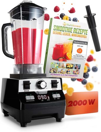 Потужний блендер NUTRI-BLENDER MAX 2000Вт для смузі, професійний стаціонарний міксер 2л Tritan, BPA-free, 9 швидкостей, цифровий таймер, з рецептурником