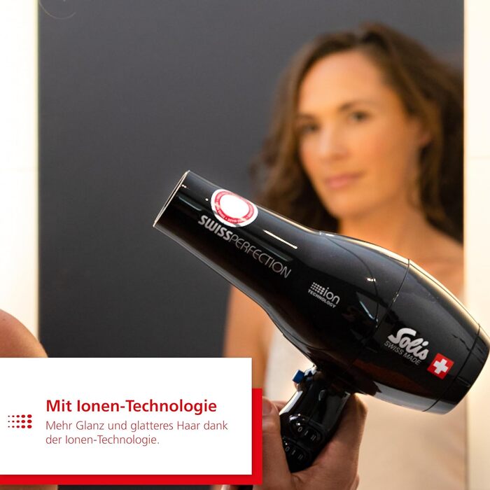 Фен для волосся Solis Swiss Perfection 440, 2300 Вт, іонний, 3 температури, 2 швидкості, холодне повітря, AC-мотор, чорний