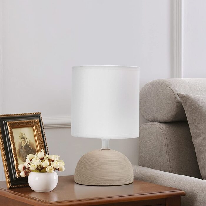 Настільна лампа Aigostar з кераміки, ретро-вінтаж, E14, для спальні та вітальні, текстильний абажур