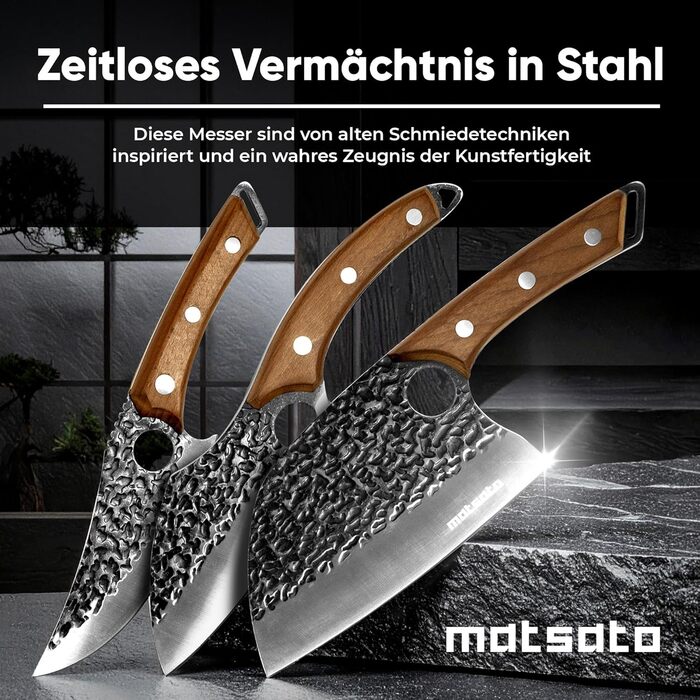 Набір кухонних ножів Matsato (3 шт.) - професійні, гострі, для кухні