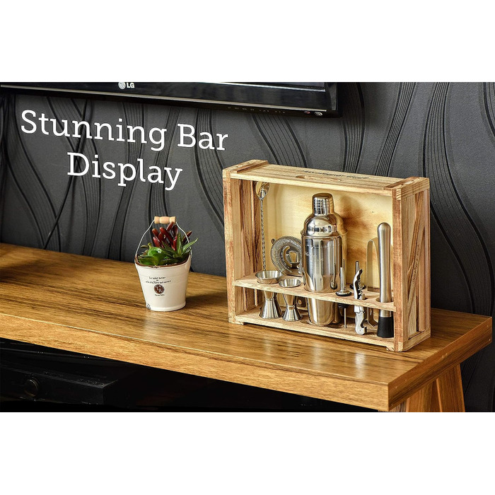 Набір для приготування коктейлів Mixology & Craft Cocktail Shaker Set 11-tlg. з нержавіючої сталі з барним аксесуаром - сріблястий, коричневий, дерево