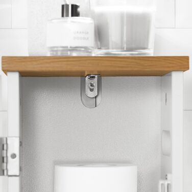 SoBuy BZR85-W підлогова шафа для ванної, тримач для туалетного паперу, білий/натуральний, 20x75x18 см – органайзер для зберігання, туалетна шафа, меблі для ванної кімнати