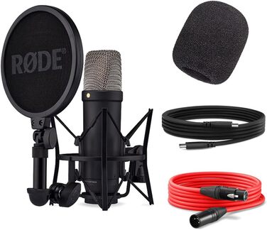 Студійний мікрофон Rode NT1 5-го покоління XLR/USB чорний з поп-фільтром keepdrum WS2