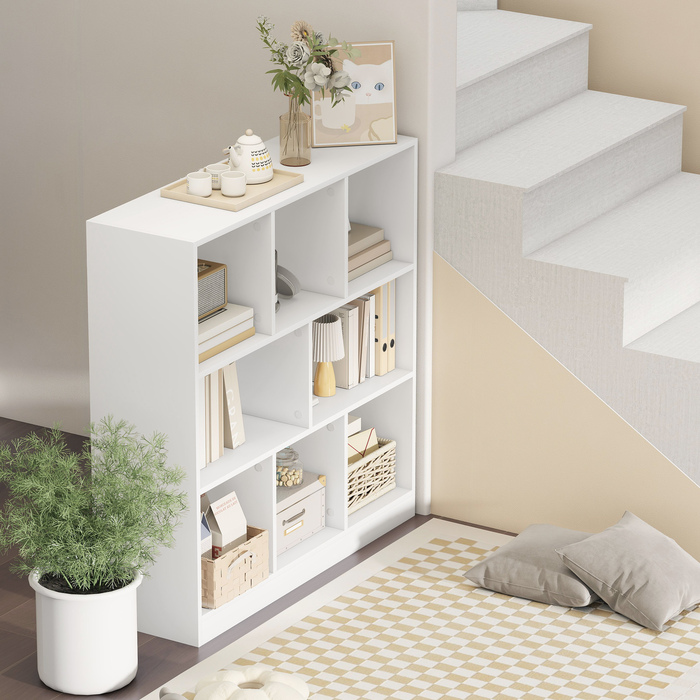 Стелаж для книг, підлоговий стелаж, 8 полиць, 97,5 x 30 x 100 см, білий