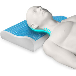 Ортопедична подушка для шиї з гелем і Memory Foam, проти болю в спині та шиї, антибактеріальна, антикліщова, жорстка та м'яка для сну
