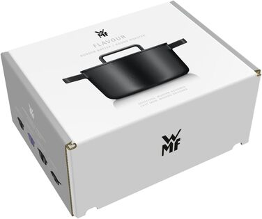 Жаровня WMF Flavour 24 см з чавуну, емальована, для індукції, чорна, з кришкою з конденсаційними виступами, сучасний дизайн