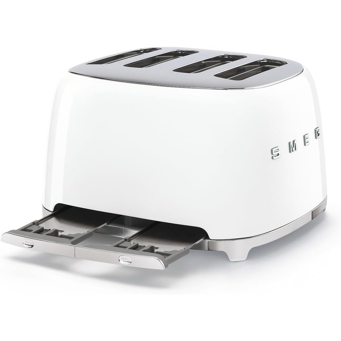 Тостер Smeg TSF03WHEU 4-секційний білий, 6 режимів, підігрів, розморожування, функція бейгл, 2000 Вт
