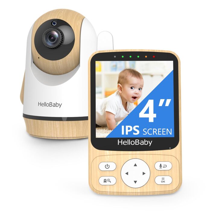 Радіоняня HelloBaby з камерою, 29 годин роботи, монітор для немовлят з поворотним механізмом, нічна зйомка, двосторонній зв'язок (HB6340)