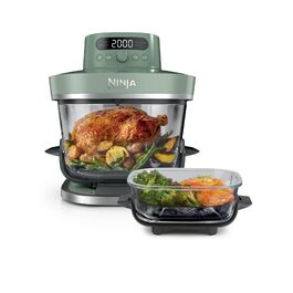 Скляна аерофритюрниця Ninja CRISPi PRO XL Air Fryer з 5 функціями, контейнерами CleanCrisp (5,7 л та 2,3 л) та кришкою для зберігання, колір моховий зелений, AS090EUGN