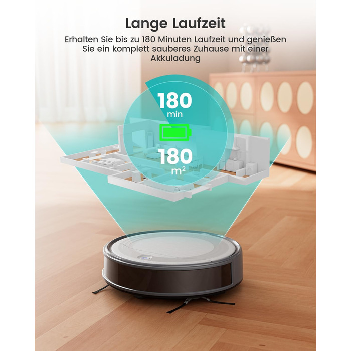 Робот-пилосос Lefant M310 сірий: 4500Pa, HEPA-фільтр, Wi-Fi, для тварин, килимів та твердих підлог
