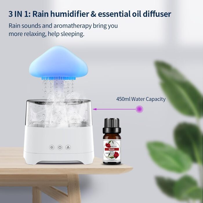 Зволожувач повітря Diffuserlove із LED-лампою для спальні, арома-дифузор, ультразвуковий, кімнатний