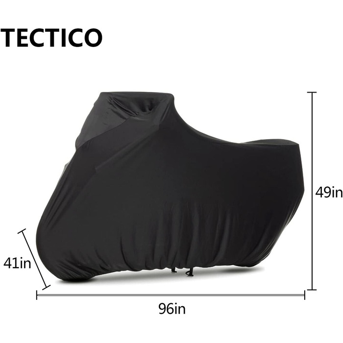TECTICO Чохол для мотоцикла для приміщень, еластичний, велюровий, пилозахисний, чорний, розмір S-M (245 см), для гаража та шоу-руму