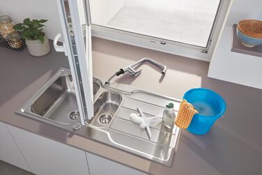 Змішувач кухонний GROHE Start з висувним душем, чорний, 306312430 - економія води, поворот 360°, легкий монтаж