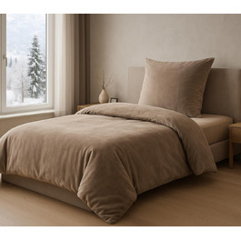 Зимовий комплект постільної білизни MALIKA з плюшу Nicky-Teddy Cashmere Coral Fleece, колір Taupe, 155x220 см