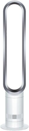 Dyson Cool AM07 Тихий турбовентилятор 100 см з пультом, енергозберігаючий, 9 годин таймер, для спальні, 10 швидкостей, білий/сріблястий