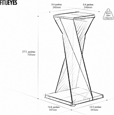 Підставка для колонок FITUEYES Eiffel Series, металева стійка для акустичних систем, висота 700 мм, витримує до 30 кг (1 шт)