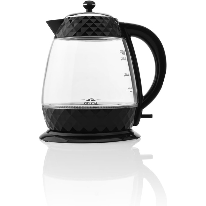 Електрочайник ETA Design Crystal 2200 Вт, 1,7 л, з фільтром від накипу, індикатором рівня води та LED-підсвіткою, знімна кришка