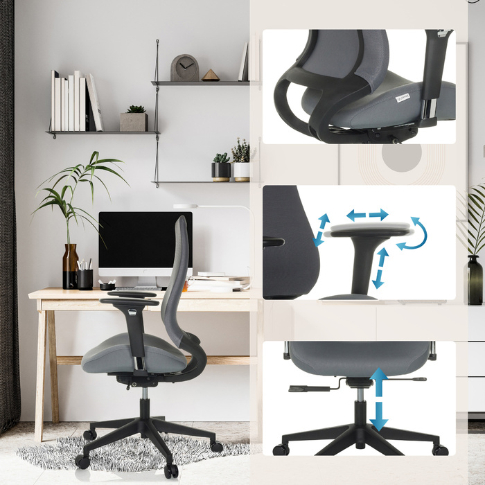 Офісне крісло / поворотне крісло HENFIELD B тканина сірий hjh OFFICE