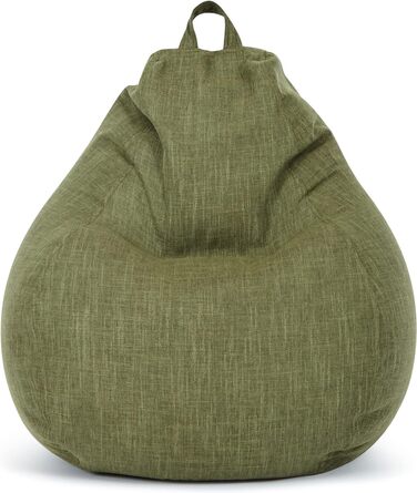 Чохол для крісла-мішка Green Bean XXL 80x90 см, льон, зелений, без наповнювача, м'який, міцний, праний, з додатковим внутрішнім мішком