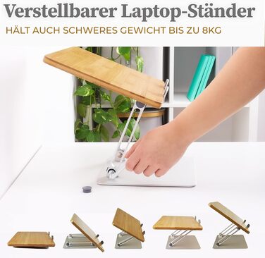 Дерев'яна підставка для ноутбука HENNEZ, регульована висота, тримач для MacBook і ноутбуків, ергономічна підставка для столу