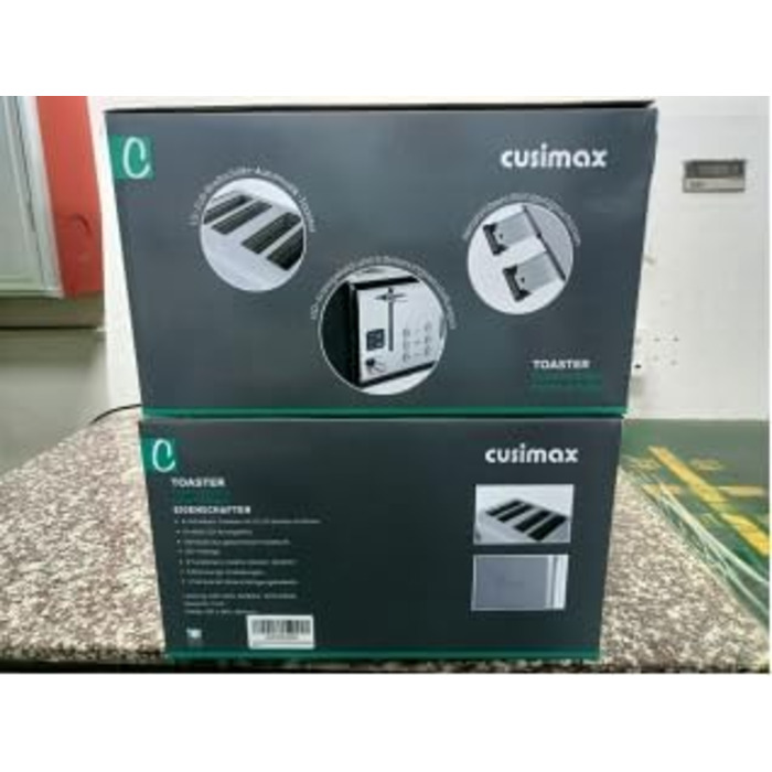 Тостер на 4 скибки CUSIMAX з LED-дисплеєм, чорний нержавійка, 4 широкі відсіки, 2 незалежні панелі керування, 6 рівнів підсмажування, функції скасування, підігріву та розморожування