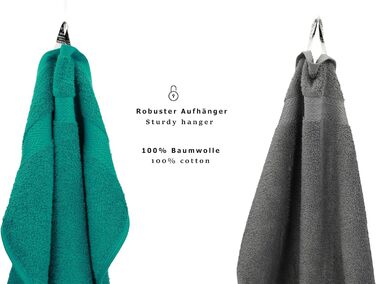 Набір рушників Betz CLASSIC 10 шт, 100% бавовна, смарагдово-зелений та антрацитовий: 2 банних, 4 для рук, 2 гостьових, 2 для мила