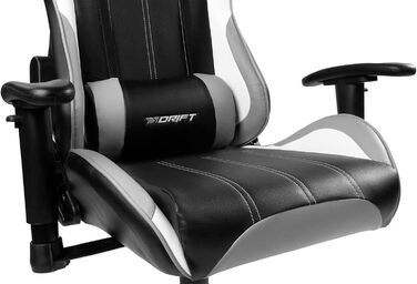 Ігрове крісло DRIFT DR175GRAY, професійне, екошкіра, 2D підлокітники, клас 4, обертальне, чорний/сірий