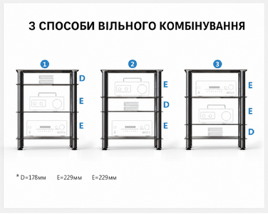 Тумба для ТВ та Hi-Fi FITUEYES, скло і алюміній, 600x455x762 мм