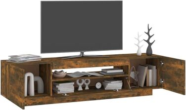 ТВ тумба vidaXL з LED підсвіткою, бетонно-сіра, 160x35x40 см, сучасний низький комод для вітальні