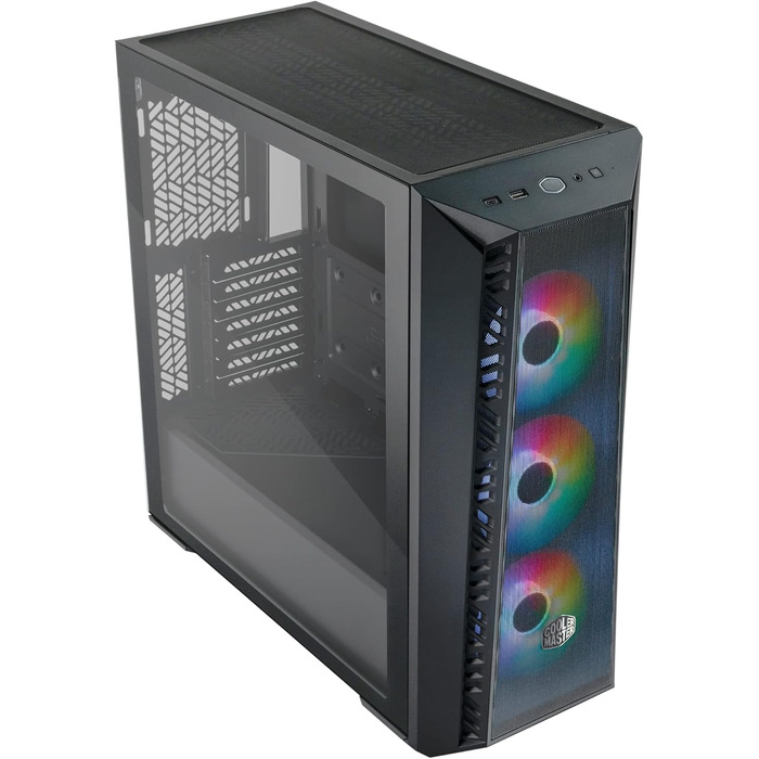 Корпус для ПК Cooler Master MasterBox 520 Mesh, Mid-Tower ATX, 3 встановлених вентилятори, сітчаста передня панель, скляна бічна стінка, ARGB-контролер, чорний