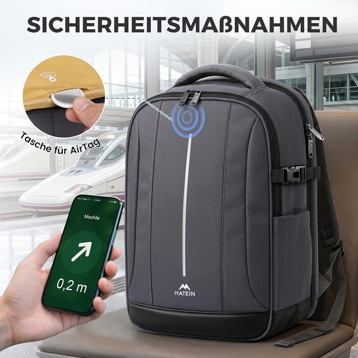 Рюкзак для ноутбука MATEIN 15.6 дюймів, діловий рюкзак для роботи та подорожей, сірий