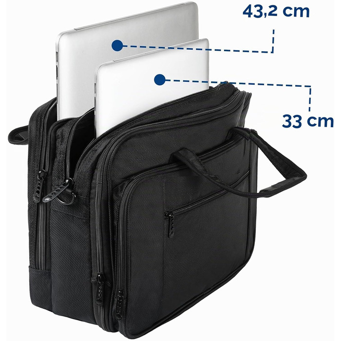Сумка для ноутбука Mancro 17 дюймів, чоловіча ділова сумка для роботи та документів, чорна