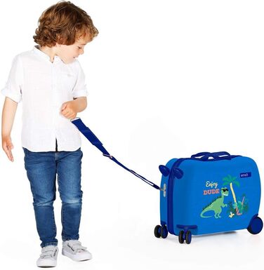 Дитяча валіза Enso Dino, синя, 50x39x20 см, жорсткий ABS, кодовий замок, 34 л, 2,1 кг, 4 колеса, ручна поклажа