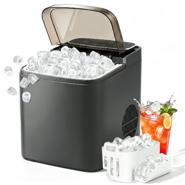 Льодогенератор Citybee з функцією самоочищення, 12 кг/доба, компактний Ice Maker для кухні, офісу та вечірок (Сірий)