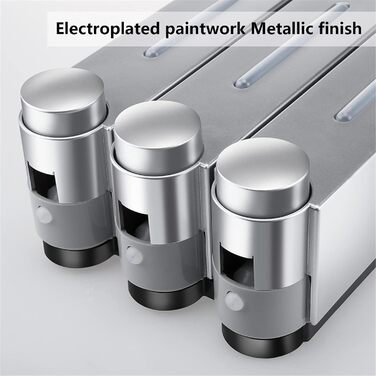WANGCL Диспенсер для мила та шампуню настінний, трисекційний, сріблястий, для ванної, туалету, офісу, кафе, ресторану, готелю